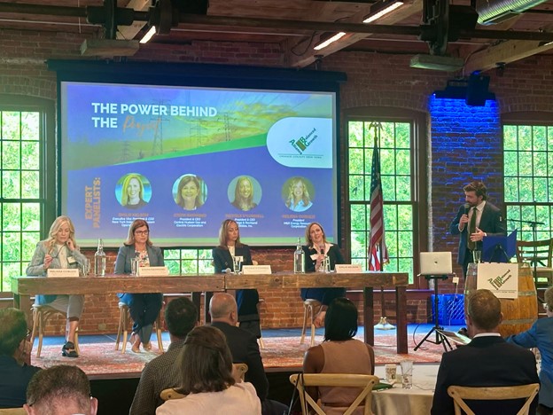 From left to right: Melissa Cobuzzi; Steph Raymond; Michelle O’Connell; Emilie Nelson; Moderated by: Conor Eckert, President and CEO of the Orange County Partnership