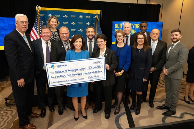 Village of Montgomery receiving the $4.5-million NY Forward check from NYS Governor Kathy Hochul | Photo Credit: Governor Kathy Hochul's office