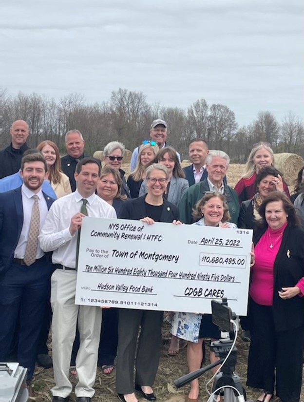 A host of state, local and Food Bank of the Hudson Valley officials were on hand to celebrate the award of $10.7 million for its new facility to be built in Montgomery.
