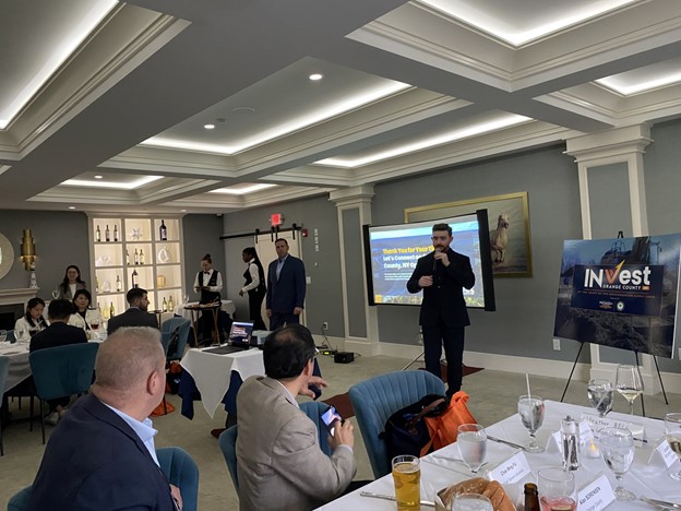 Conor Eckert, Incoming President & CEO of the Orange County Partnership presenting at the Invest in Orange County, NY Event