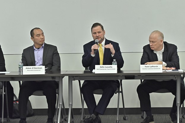 From left, Adam O'Gorman of Nova North Commercial, John Lavelle of Rand Commercial and Steven Salomone of Houlihan Lawrence Commercial. PHOTO BY JOHN VECCHIOLLA