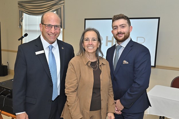 From left, Steve Gross, Economic Development Director for Orange County; HGAR’s Carole McCann and Conor Eckert, Vice President of Business Attraction for The Orange County Partnership
