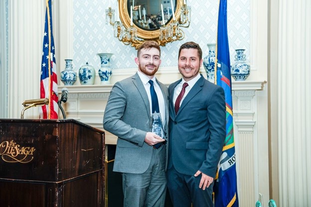 NYSEDC Rising Star Recipient Conor Eckert, Senior Development Officer & VP of Business Attraction – Orange County Partnership pictured with Ryan M. Silva, Executive Director - NYSEDC