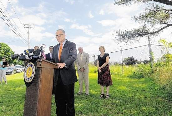 Sen. Charles Schumer announces that the FBI will build a regional office at Stewart Airport.